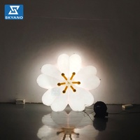 Modèle géant gonflable de fleur de cerisier pour publicité extérieure, décoration de cerisier en fleurs avec éclairage LED