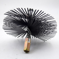 Brosse balayeuse industrielle de cheminée de long manche de fil d'acier plat, brosse tournante de cheminée