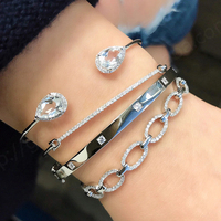 Brazalete Gemnel de Plata de Ley 925 para Pareja, Venta al por Mayor, Personalizado, Hipoalergénico, con Baño de Oro de 18K y Oro Rosa, Cierre de Pulsera para Mujer