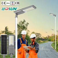 Lampe solaire tout-en-un BOSUN, IP65, étanche, contrôle intelligent de la lumière, détection, lampe solaire intégrée de haute qualité