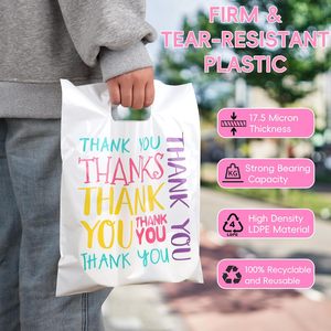 Colorful Thank You <b>Bags</b> 9x12 100 Pcs <b>Small</b> Plastic <b>Bags</b> With Handles Retail <b>Bags</b> For <b>Small</b> Business Merchandise - Product Image 3
