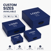 Boîte à chaussures de luxe en carton ondulé bleu marine avec logo personnalisé, emballage rigide en papier pour cadeaux et électronique, emballage plat en gros