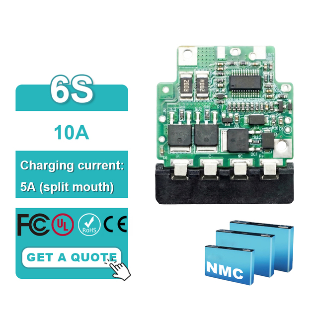 KLS 6S 22.2V 24V 10A Lithium-ion Battery Management System, Independent Port 5A Charging, Ternary BMS, Suitable for Power Tools
