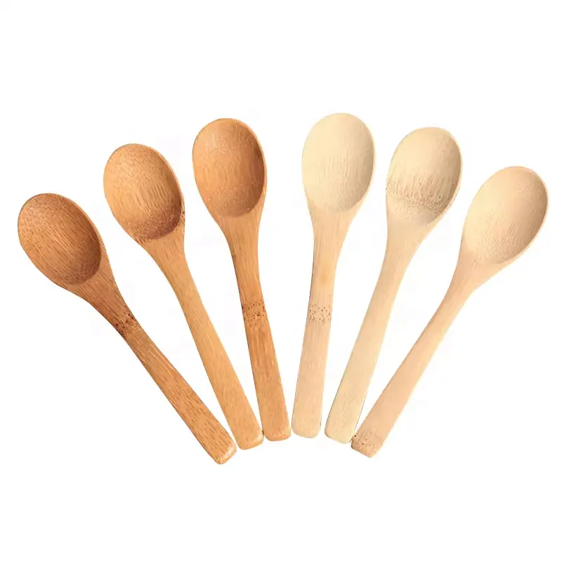 Customized Logo Bamboo Baby Honey Spoon Dipper 12.8*3cm Stir Coffee Tea Spoon For Kitchen Condiment Scoop Jam Spoons