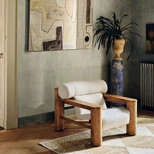 Thiết Kế Mới Trắng Boucle Rắn Sồi Khung Tùy Chỉnh Thực Hiện Hiện Đại Giải Trí Giọng Cánh Tay Ghế Cho Ngoài Trời & Biệt Thự Sử Dụng - Product Image 6