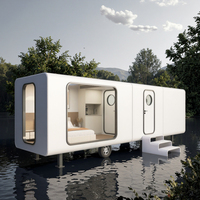 Maison capsule préfabriquée en acier de 8m de design contemporain de luxe Maison Apple Space 2 chambres à coucher avec caractéristiques solaires