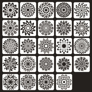 Pochoirs en plastique pour la décoration murale, motifs de fleurs mandalas, pour le dessin et la peinture, vente en gros - Product Image 1