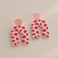 Boucles d'oreilles en acrylique rose léopard Landy, boucles d'oreilles en argile polymère faites à la main