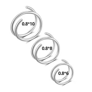 Anneau de nez double hélice en acier inoxydable de 0,8 mm, bijoux de piercing pour le nez et les lèvres JF016 - Product Image 1