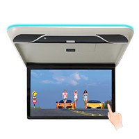 Système de divertissement automobile Android motorisé 19 pouces, écran tactile FHD inclinable pour montage au plafond, stéréo pour fourgonnette/bus, télécommande
