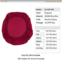 Drap plat à poches profondes en microfibre 90 GSM 300 fils/cm² Rouge bordeaux uni Écologique Literie d'hôtel Vente en gros Taille personnalisée Maison