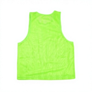 Neon Green 100% Polyester Printed Front V-neck Mesh <b>Training</b> <b>Bib</b> Sleeveless Quick Dry Breathable Team Number Jersey for Adults - Product Image 2