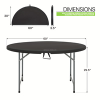 Vente directe d'usine CE, table ronde pliable de 5 pieds, tables de fête, en plastique, portables, pour événements en plein air