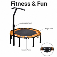 Trampoline d'exercice pour la maison, intérieur, pour tous les âges, avec barre de maintien en forme de T octogonale réglable de 45 pouces, longue durée de vie.