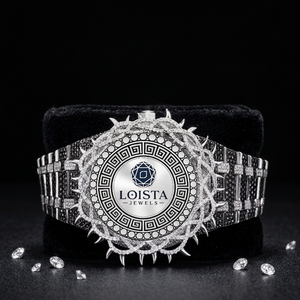 Montre de luxe en acier inoxydable, ronde, analogique, à quartz, incrustée de diamants, bracelet tendance pour femme, cadran en verre de 20 mm pour Loista Jewels - Product Image 1