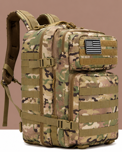 Waterproof tactical <b>backpack</b> in Oxford fabric camouflage design, nylon-polyester blend, suitable for outdoor sports and hunting - Product Image 1