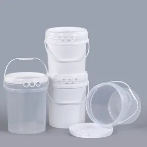 Vente en gros en usine seau à peinture en plastique 20L PP de qualité alimentaire blanc transparent de 5 gallons seau à peinture avec couvercles à poignée