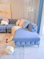 Vente chaude Bouton Tufté De Luxe Canapé Ensembles Salon Velours Rembourré Canapé Sectionnel Pour 3 4 Places