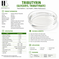 Tributirina, Tributirato de Glicerilo, Aditivo para Alimentación Animal para la Salud Intestinal y la Nutrición, Suministro de Fábrica