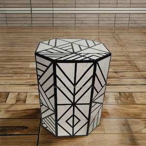 Best Quality Ethically Sourced Bone Inlay Wood Rectangle Side <b>Table</b> Cum <b>Stool</b> Convertible Modern Farmhouse Customized Color - Product Image 3