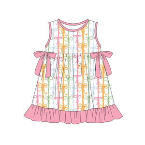 Trendyism Boutique Précommande MOQ 5 Robe-Combinaison d'été pour petites filles en Soie de lait douce, Spandex et Coton biologique, à imprimé festif coloré - Product Image 2