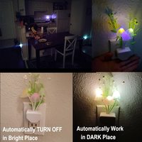 Décoration d'intérieur moderne, veilleuse LED, champignon romantique, capteur, lampe murale à brancher avec un design mignon de feuille de lotus aquatique