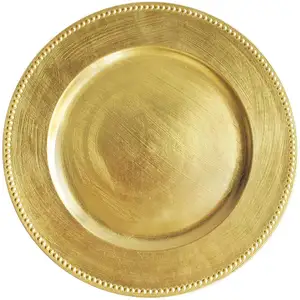 Luxury Tableware 13 Inch Flashing Table Dishes Round Gold Plastic Dinner Charger Plates Party Wedding Christmas Dinnerware Decor