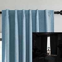 Ciel bleu 100% rideau occultant lin texturé solide thermique toile de jute onglet arrière rideaux de fenêtre pour salon bureau café pépinière
