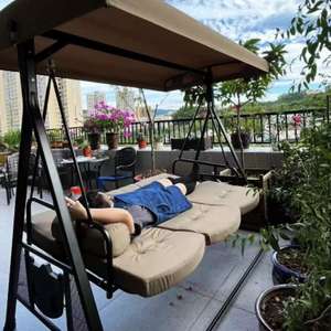 Silla Colgante Tipo Huevo con Soporte de Acero - Construcción Resistente a la Intemperie - Columpio de Mimbre y Ratán - Diseño de Cesta Grande - Product Image 3