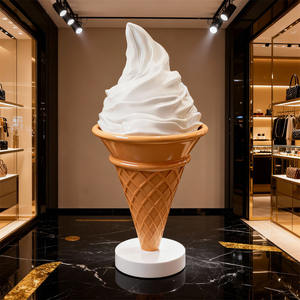 Sculpture géante personnalisée en forme de cornet de glace pour vitrine de pâtisserie, statue lumineuse en fibre de verre pour décoration de magasin de rue - Product Image 4