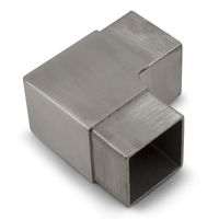 Connecteur de tube carré à 90 degrés en acier inoxydable satiné SS316 pour balustrade en verre