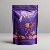 Bolsa Doypack de 12oz con Cierre Zip, Barrera de Oxígeno, No Tóxica, Fácil Sellado, Acabado Mate, para Galletas de Coco Sin Ingredientes Artificiales