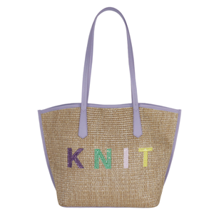 Bolsa de Compras de Paja para Mujer, de Lujo, Resistente al Agua, con Correa de Hombro con Cuentas Brillantes y Logotipo Personalizado, para Uso en la Playa, Invierno, Otoño y Verano - Product Image 1