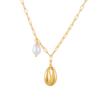 Bijoux de mode d'été en argent sterling 925 Style bohème perle d'eau douce pendentif de conque collier de chaîne de clavicule pour les femmes