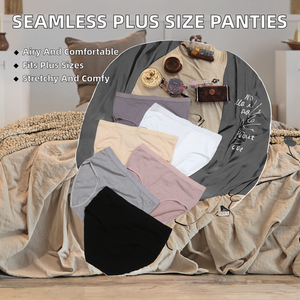 Culotte taille haute unie en maille extensible respirante pour tous les jours, grande taille XL - Product Image 2