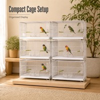 Cage à oiseaux portable SLFY PC-BC-110, grande cage à canaris et pigeons à double compartiment empilable, cadre en acier inoxydable, boîte de cage à oiseaux pour l'élevage des animaux de compagnie