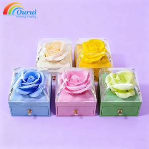 Ourui Rectangle Jewelry Box with Velvet Interior and Rose Design for Valentine's Day Gift Packaging - Product Image 1