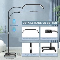 Lampe demi-lune en diamant à intensité variable avec support de téléphone, roues, accessoire en plastique flexible pour les techniciens en ongles, les artistes de beauté et de tatouage