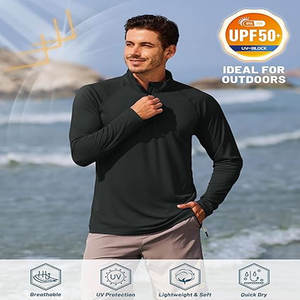 Chemises à manches longues pour hommes, à fermeture éclair 1/4, à séchage rapide, pour le golf, la course à pied, l'entraînement sportif, la protection solaire - Product Image 5