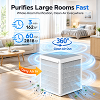 Penjernih Udara Ruangan Besar dengan Filter HEPA Sejati + Karbon Aktif, Pembersih Udara CADR Tinggi untuk Rumah, Kantor, Penghilang Bau Asap Hewan Peliharaan
