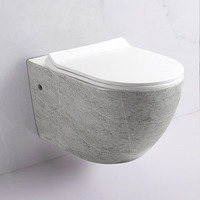 Ensemble de toilettes bidet suspendu en céramique moderne avec réservoir encastré, sans bride, à chasse d'eau suspendue