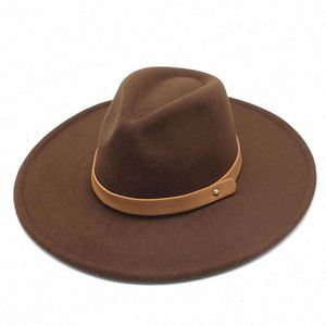 Chapeaux Fedora en feutre 100 % laine unisexe, bord large de 9,5 cm, style vintage, décontracté, pour activités de plein air et affaires, avec broderie florale 3D et nœud papillon - Product Image 4