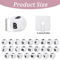 Perles en silicone carrées de 12 mm en vrac, 26 lettres majuscules pour la fabrication de chaînes de sucettes personnalisées, bijoux faits main et accessoires d'artisanat