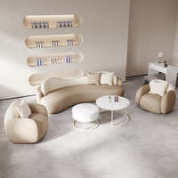 Ensemble de canapés de style crème, meubles modernes, canapé de bureau incurvé pour salon de beauté et zone de repos