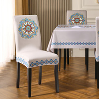 Nappe et housses de chaise rectangulaires jetables en PVC anti-poussière à motif floral pour la maison et les hôtels