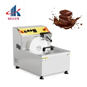 Máquina de Recubrimiento de Chocolate Continuo de Acero Inoxidable, Máquina de Templado de Chocolate con Rueda de Mesa, Crisol Eléctrico de Chocolate