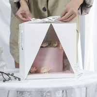 Boîtes à gâteaux transparentes pour boulangerie de Noël, emballage portable avec corde, 6x6, en plastique PS, boîtes à dragées pour mariage