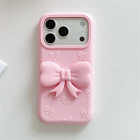 Coque de téléphone antichoc en silicone rose mignon avec support papillon 3D pour iPhone 18 Pro Max 17 16 15 14 Plus 13 – Housse pour filles