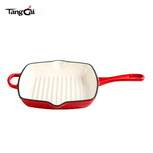 Poêle à griller carrée en fonte émaillée de 26 cm, populaire, saine, sans produits chimiques, à surface striée, idéale <span class=keywords><strong>pour</strong></span> les steaks à la maison - Product Image 1