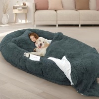 Canapé-lit pour animaux de compagnie géant 185x130x30cm antidérapant, mousse en forme d'œuf 3D avec housse amovible et lavable pour chiens et chats